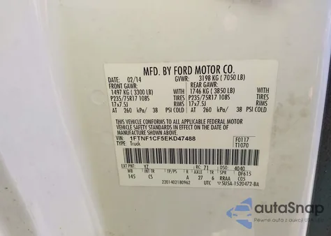 2014 Ford F-150 Xl from USA, damaged, VIN 1FTNF1CF5EKD47488